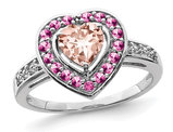 4/5 Carat (ctw) Morganite Heart Ring in Rhodium Plated Sterling Silver
